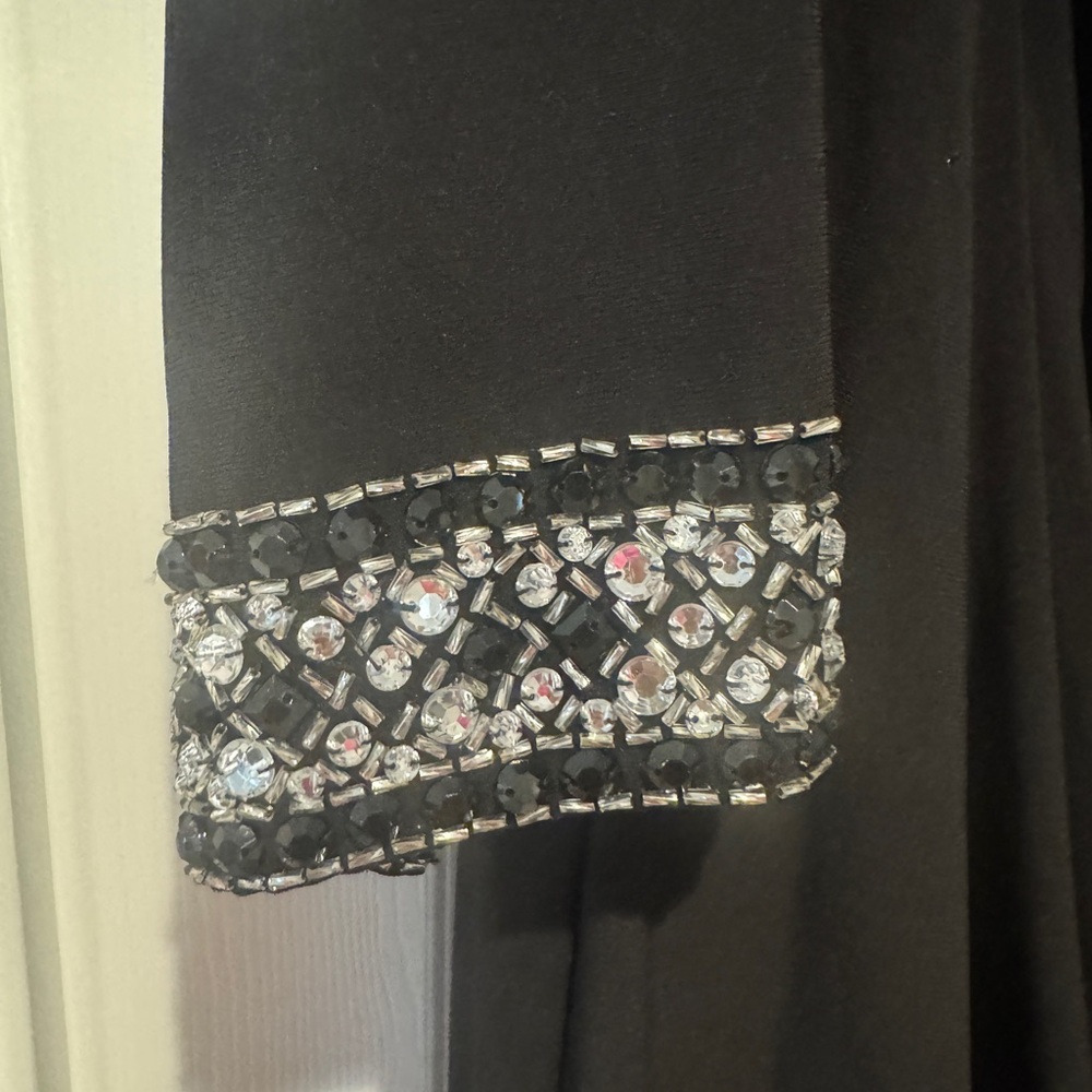 Alex Evenings Black Dress with Embellished Cuffs - Picture 2 of 4